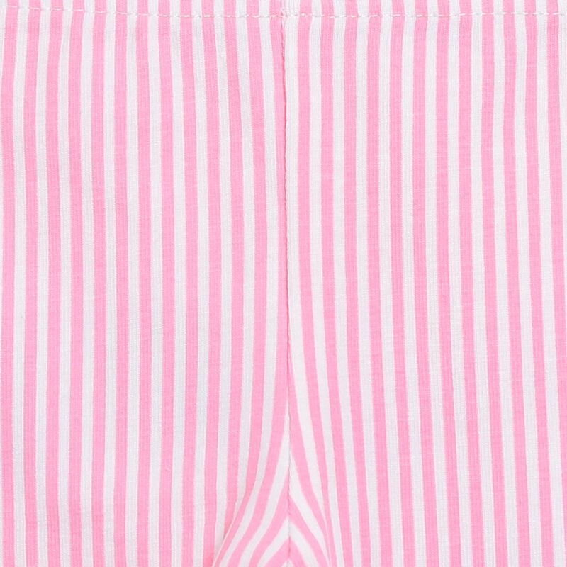 Girls White & Pink Striped Leggings image number null